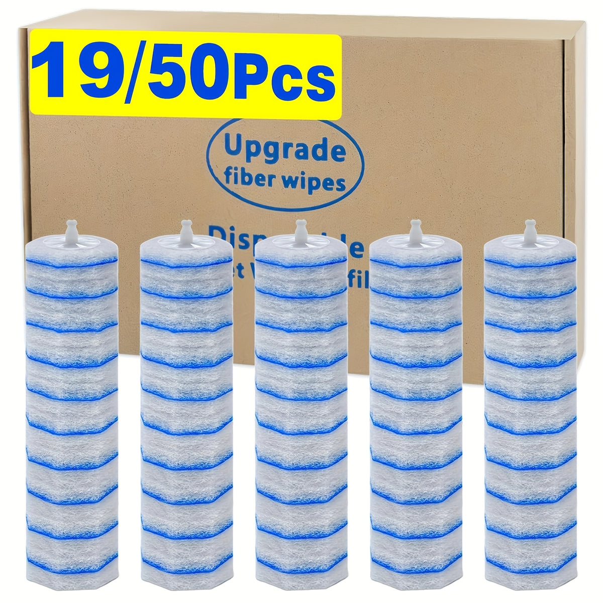 119/50/19-count Toilet Wand Refills, Disposable Toilet Brush Refills Replacement, Toilet Bowl Cleaner Wand Refills, Upgraded Fiber Toilet Brush Head for Bath & Toilet Bowl Deep Cleaning