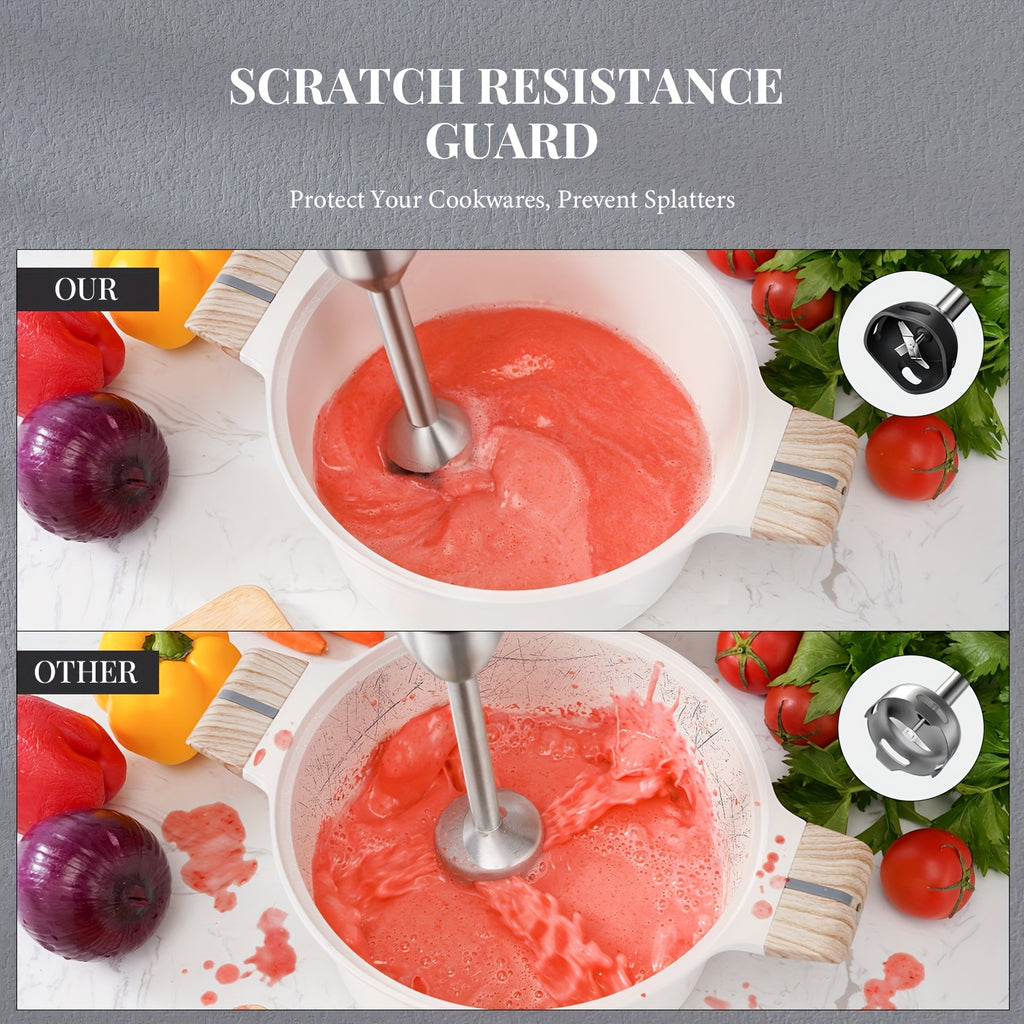 7-in-1 Immersion Blender Handheld 1000W 20-Speed & Turbo Mode, Scratch Resistance Hand Blender WIth Dough Hooks, Egg Beaters, Whisk, 27.05oz Beaker, 20.29oz Chopper Titanium Blades, BPA-Free