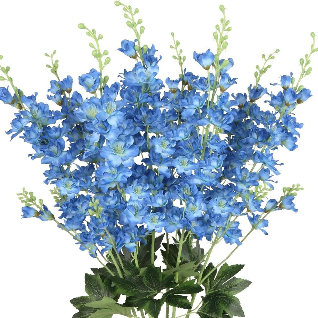 6pcs Delphinium Artificial Flowers 33.5 Inch Champagne Fake Flowers Long Stem Faux Snapdragon Flowers for Vase Table Home Wedding Party Garden Decoration