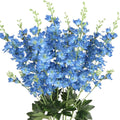 Faux Delphinium Flower Stems, 33.5-Inch Artificial Long Stem Blooms with Six-Piece Color Options for Wedding Centerpieces, Table Vases and Home Decor