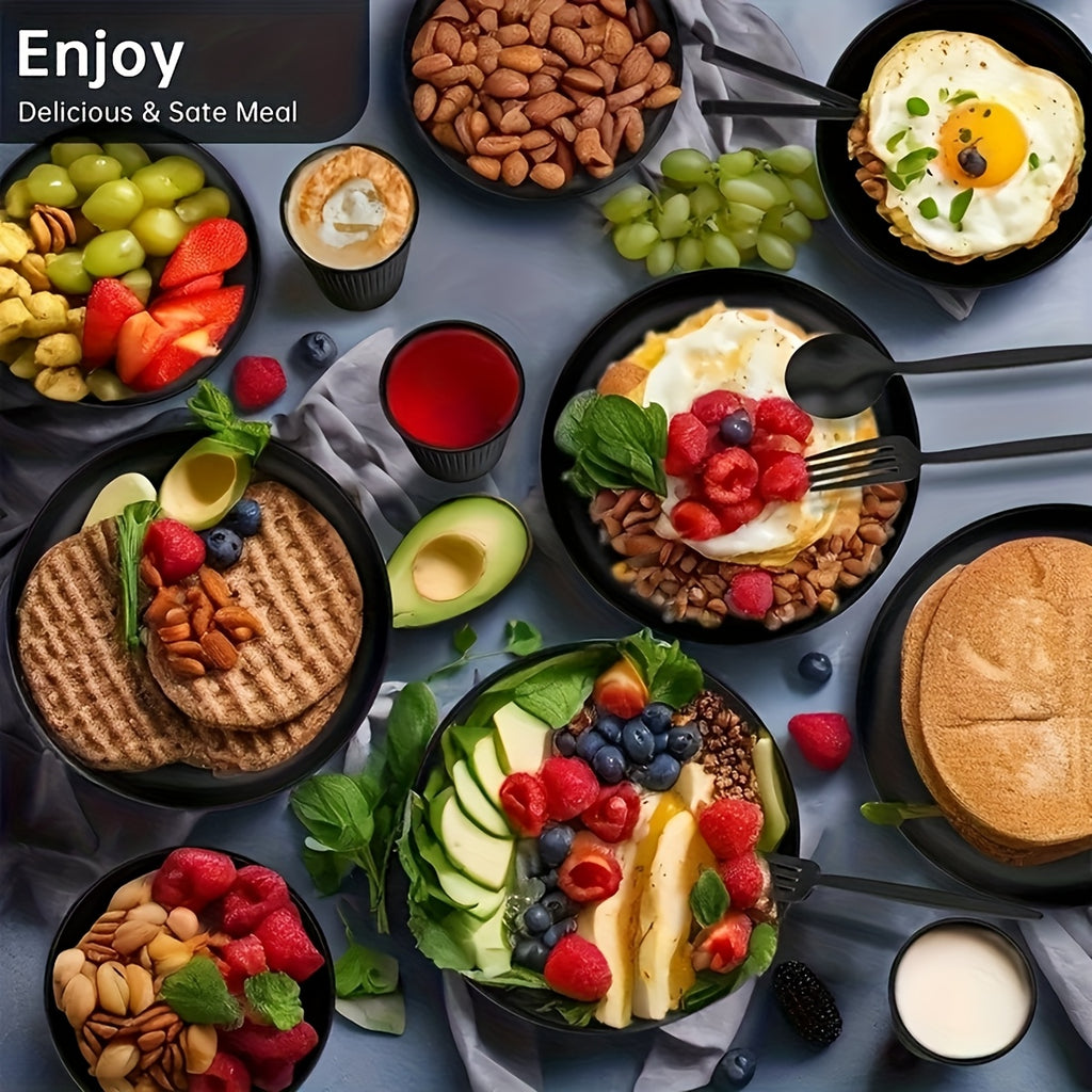 32/16pcs Dinnerware Set Made from Wheat Straw, Designed for 8 Or 4 People, Includes Kitchen Additions, Unbreakable Modern Plates, Dessert Plates, Bowls, And Cups. Safe for Dishwasher And Microwave, Lightweight for Camping And Daily Use