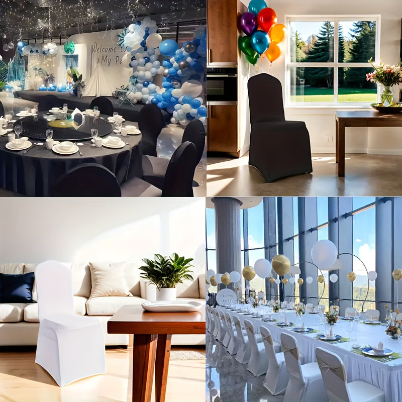 30/50/100/150pcs Elastic Spandex Banquet Chair Covers, Universal Stretch Fit Chair Protectors, Wedding Decorative Chair Covers, Suitable For Weddings, Holidays, Banquets, Parties, Celebrations, Business Meetings, Christmas