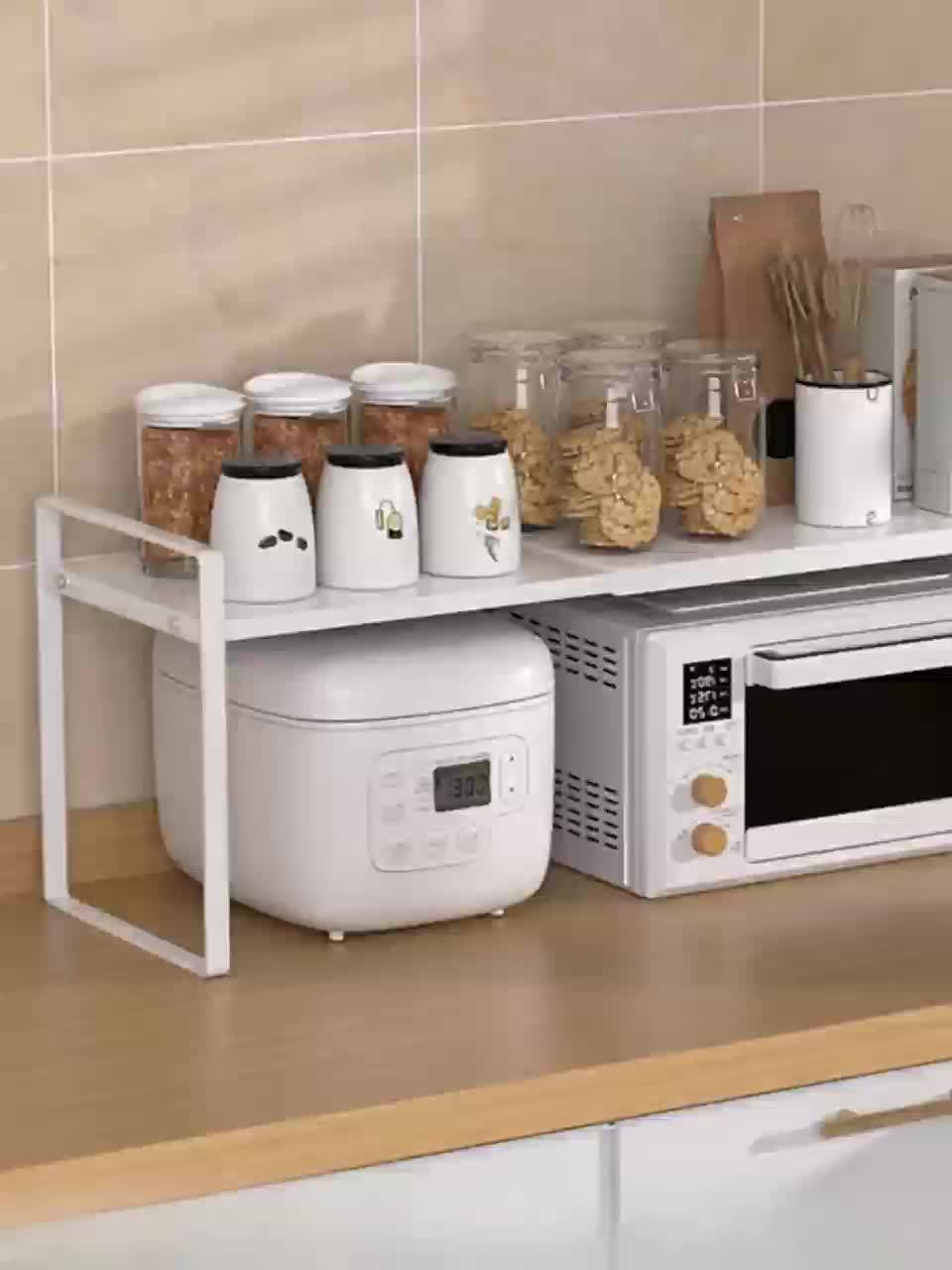 Adjustable&Extendable Metal Cabinet Organizer Rack-Space-Saving, Stackable Design for Kitchen Countertops&Cupboards-Ideal for Food Storage&Appliances with Pull-Out Shelves, Kitchen Organizer|Sleek Finish|Adjustable Shelving, Organizers And Storage