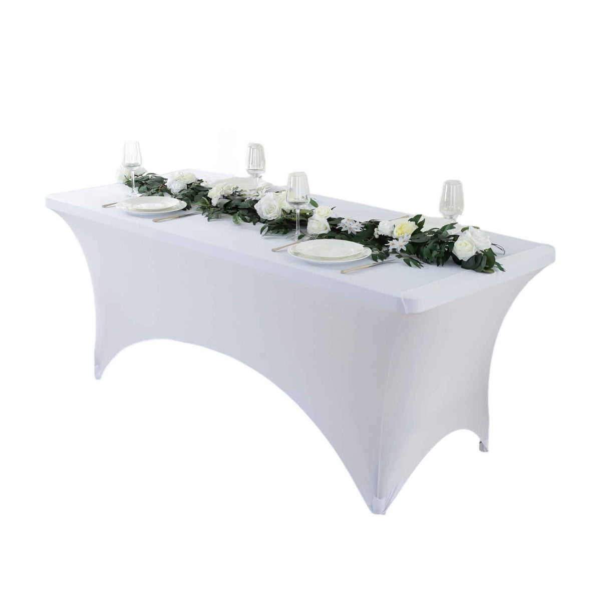1pcs 4ft/6ft/8ft Spandex Tablecloth, Fitted tablecloth, Wrinkle Resistant Stretchable Rectangle Table Cover For Event, Wedding & Parties
