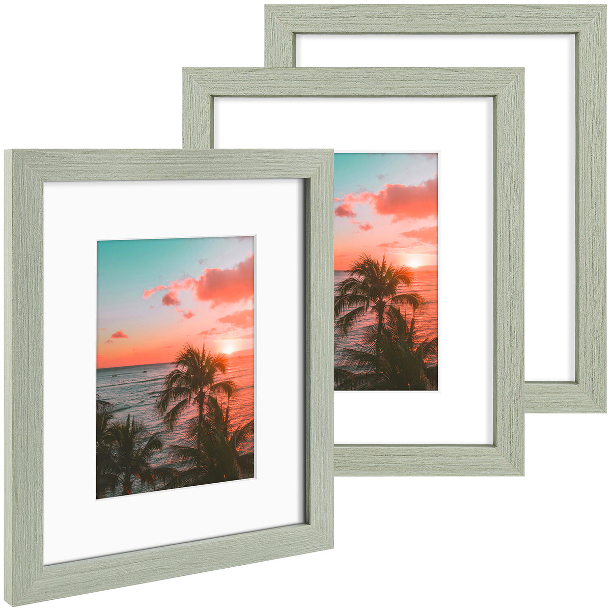 3 Pack 6x8/8x10/9x12/11x14/16x20 Picture Frames Set with Mat or without Mat, Engineered Wood Photo Frames with Plexiglass, for Wall or Tabletop Display - Gallery Wall Frames, Office Home Decor,Poster Frames