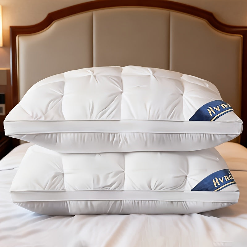2 Luxury Hotel Quality Pillows | Deep Sleep Neck Support, All-Season, Non-Sinking High Pillow Core, Hypoallergenic Polyester, Modern Design With Soft Satin Cover, Cooling And Neck Pillow, Ideal Gift