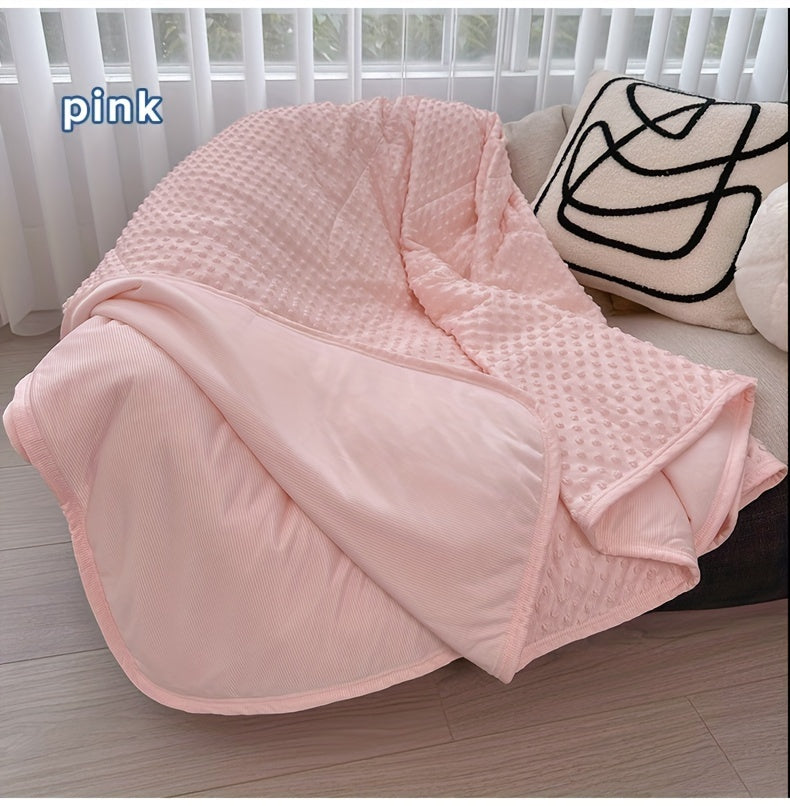 Emotional Cooling Blanket for Relaxation - Soundwave technology Embossed Striped Design with Ball Accents, 100% Polyester Breathable Lightweight Summer Throw, Machine Washable Wrinkle-Resistant Multi-Use Blanket & Shawl in White & Grey, Comfortable Shawl,