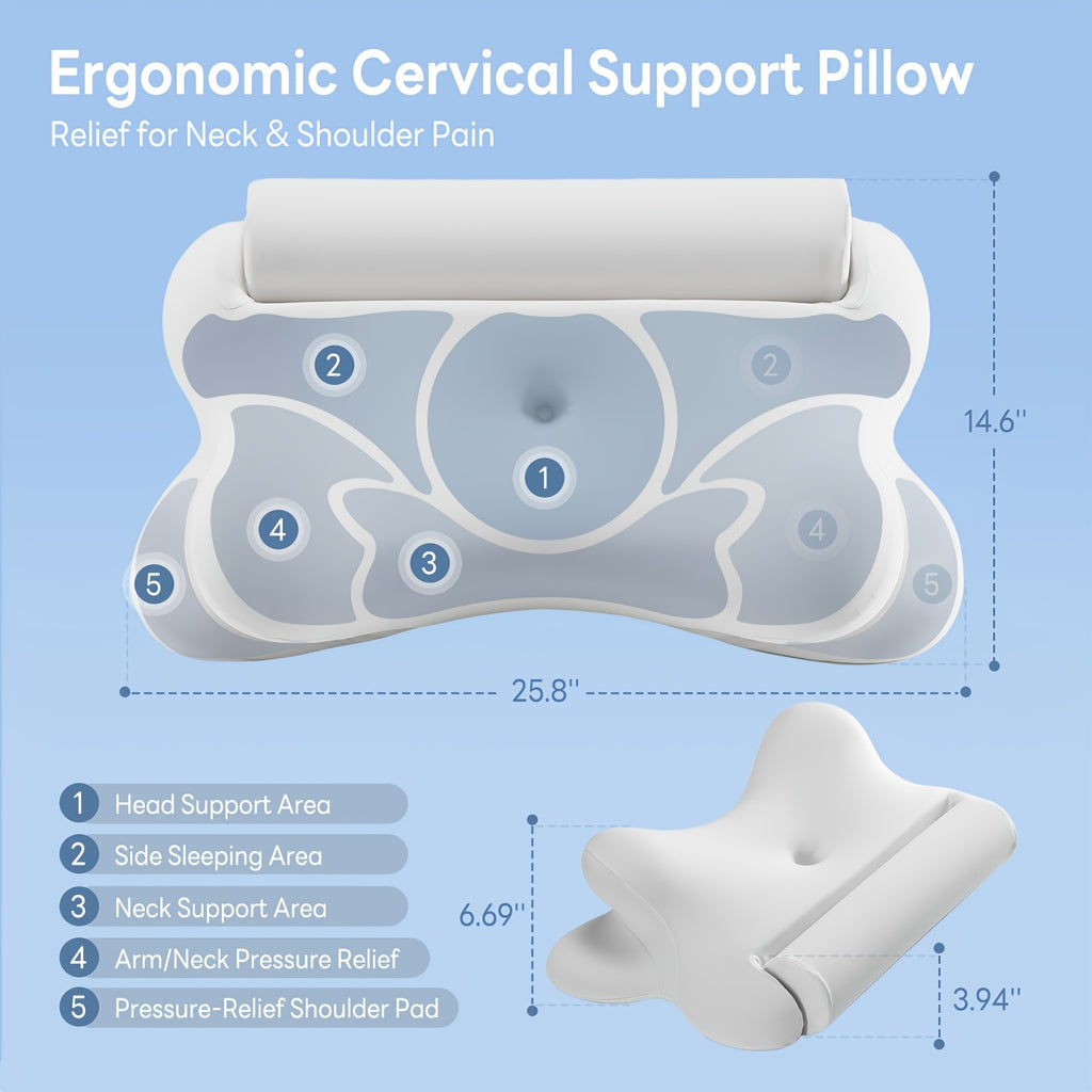 Cervical Neck Pillow, Ergonomic Contour Neck Pillows, Memory Foam Bed Pillow For Side Back Stomach Sleeper, Neck Pillow With Pillowcase