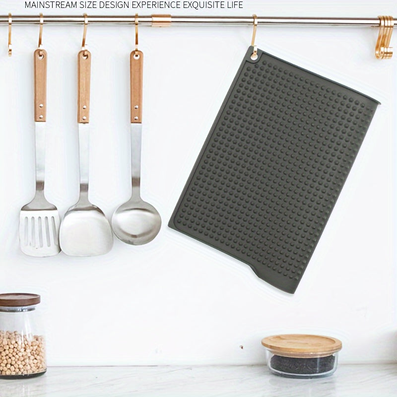 Extra-large Kitchen Splash-proof and Drying Pad - 17.72x12.2 Inches Heat Resistant up to 446°F/230°C, Anti-slip Countertop Pad, Drain Hole, Sink, Stove, Countertop Drying Pad - Easy to Clean, Dishwasher Safe, Space-saving Design