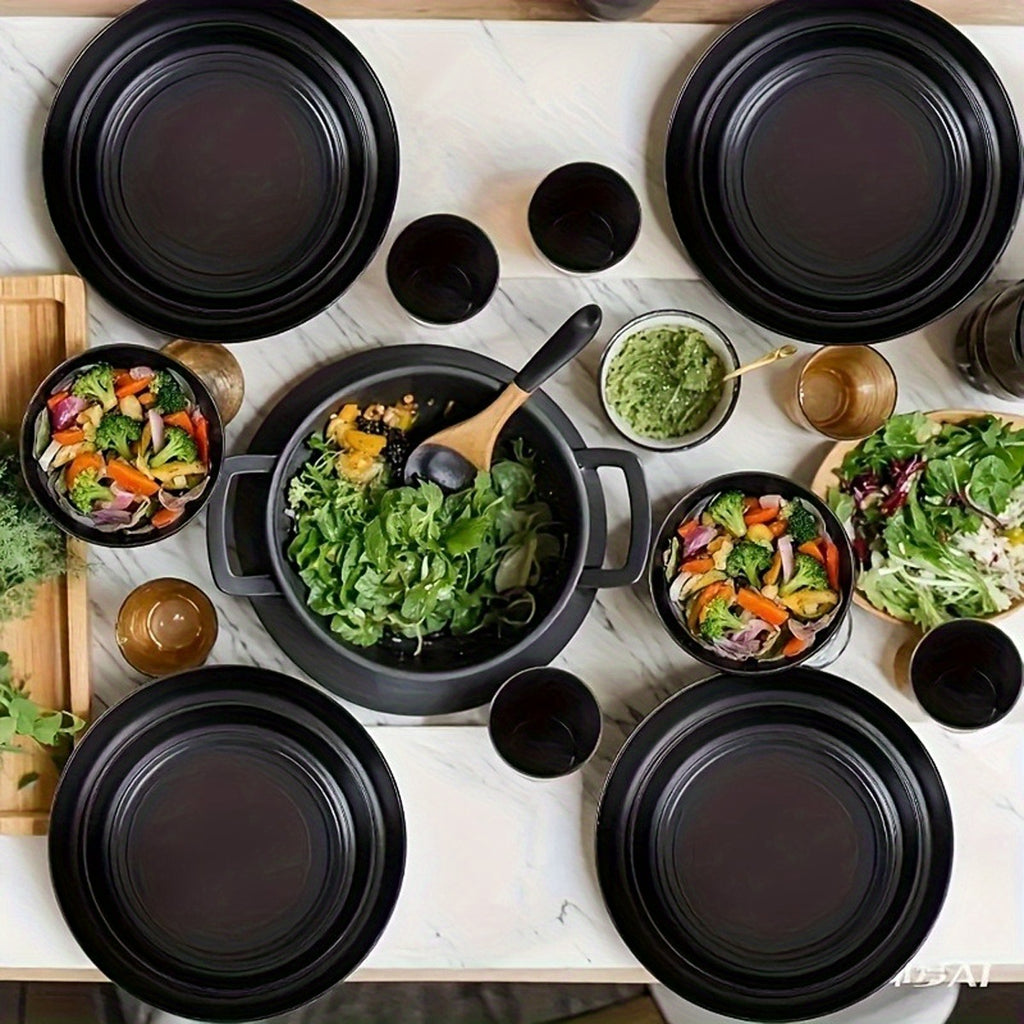 32/16pcs Dinnerware Set Made from Wheat Straw, Designed for 8 Or 4 People, Includes Kitchen Additions, Unbreakable Modern Plates, Dessert Plates, Bowls, And Cups. Safe for Dishwasher And Microwave, Lightweight for Camping And Daily Use