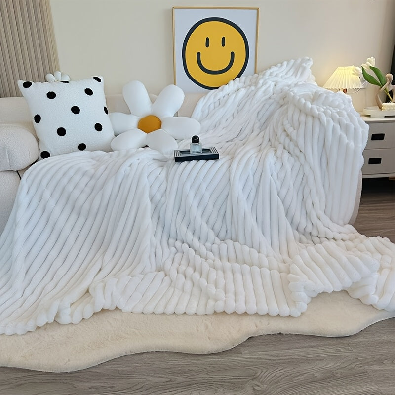 Ultra-Soft Thick Fleece Blanket | Multi-Color, 3D Faux Rabbit Fur, Double-Sided, Ideal for All Seasons, Home, Office, Travel, Camping, Gift for All Occasions