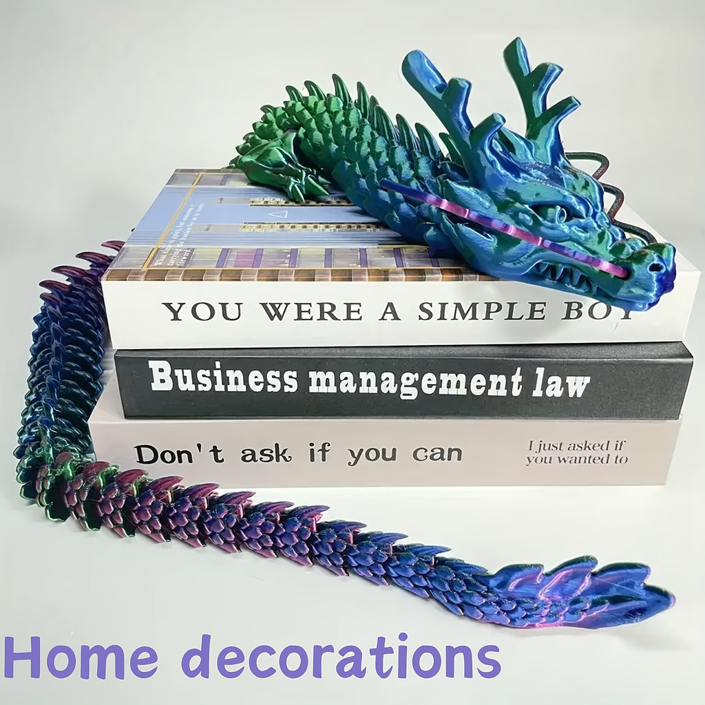 35.4" Giant Poseable 3D Printed Chinese Dragon Collectible Figurines Articulated Joints Fantasy Decor, Flexible Desk Sculpture for Home/ Office/ Car Decor Unique Mother's Day & Father's Day Gifts for Mom Dad, Perfect for Collectors from US Stock