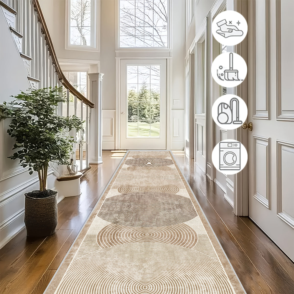 One Modern Area Rug Available In Beige/grey/black/brown, with Non-slip Backing And Machine-washable Design. Perfect for Indoor/outdoor Use In Hallways, Kitchens, Living Rooms, And Patios. Complements Both Modern And Traditional Home Or Office Decor