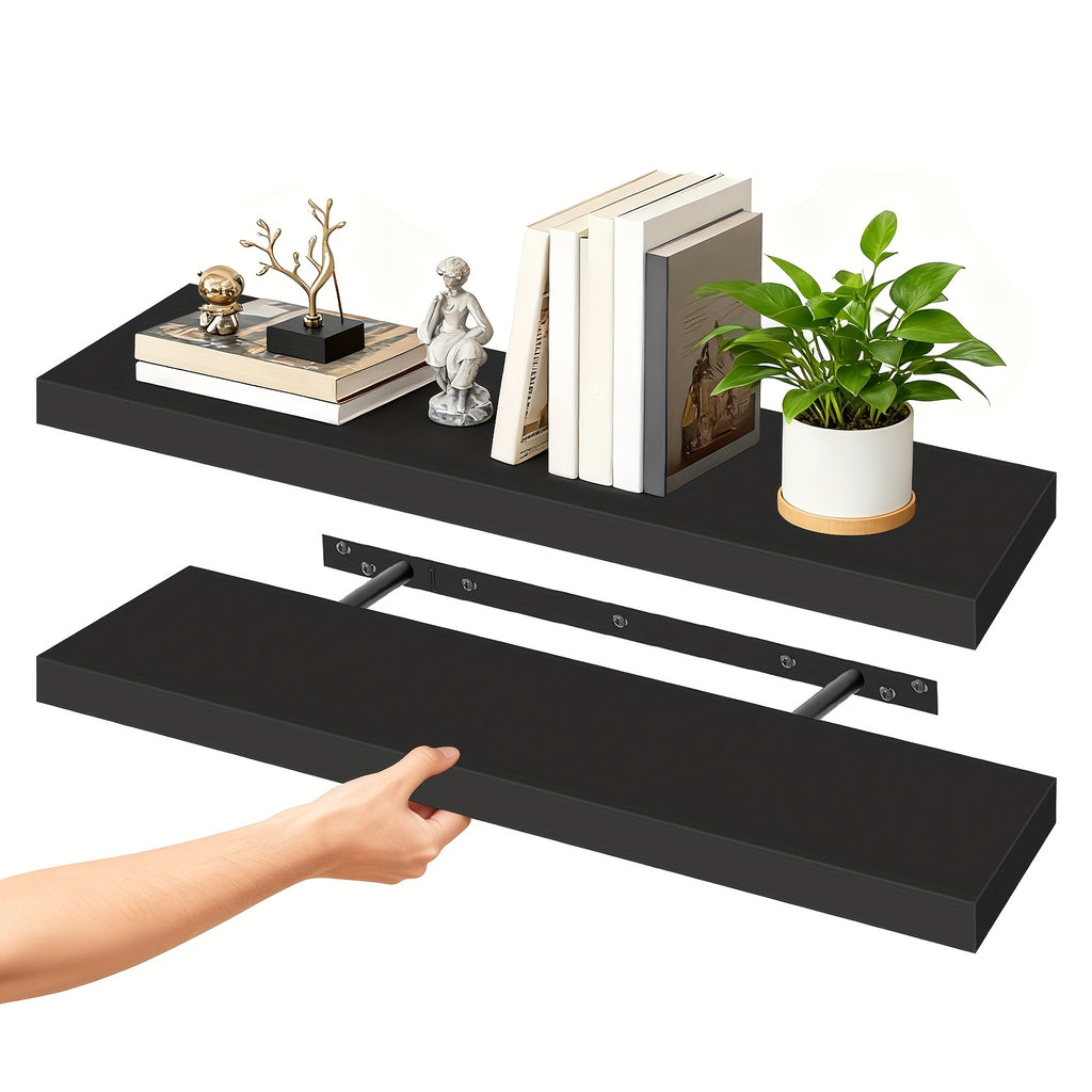 TOMNK Set of 2 Floating Shelves, 31.5 Inches, Wall-Mounted with Hidden Bracket, Suitable for Bathroom, Living Room, Bedroom, Kitchen, Office Decoration, Perfect for Christmas
