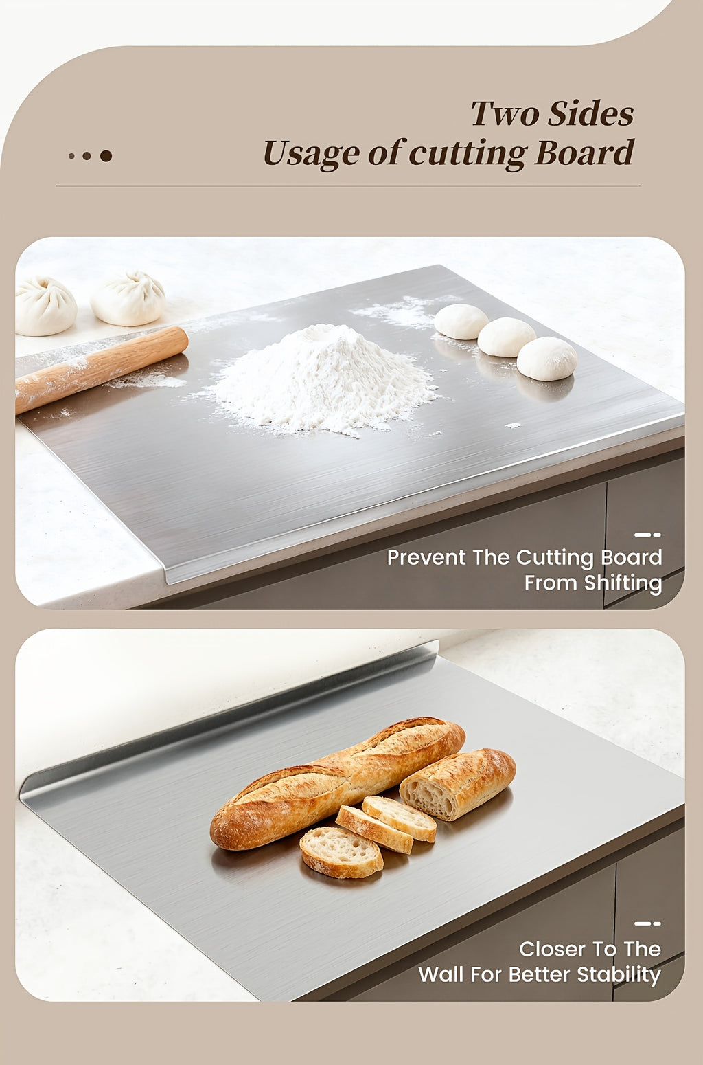 304 Stainless Steel Cutting Board Butcher Block Household Rolling Board Kitchen Supplies