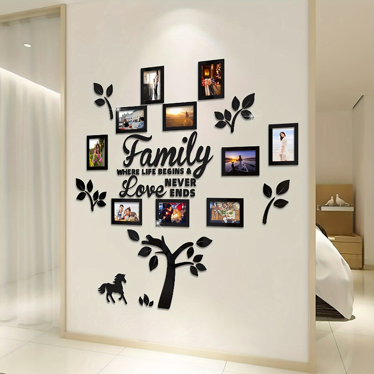 [Christmas Halloween] Set of 3D Acrylic Photo Frame Wall Decorations With Poster Templates - Self-Adhesive DIY Photo Collage Gallery for Family, Family Tree, Wedding, New Year, Christmas, Back to School, Anniversary for Halloween&Christmas