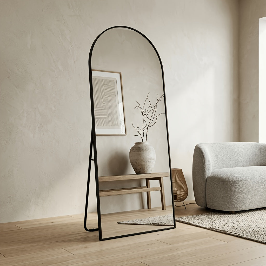 Full Length Floor Mirror, Shatterproof Tempered Glass & Metal Frame, Free Standing or Leaning Dressing Mirror, Circle Vanity Mirrors in Various Sizes Suitable for Home Decor, Bathroom Bedroom Living Room Entryway, Hanging or Leaning
