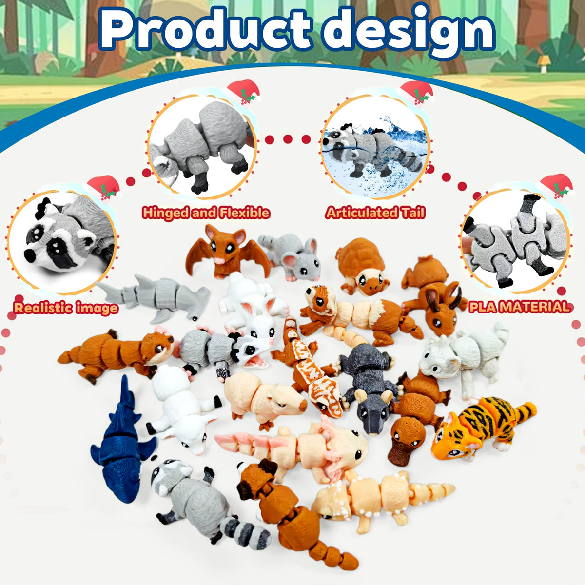 21pcs Mini 3D Printed Animal Statues - Movable Joints Realistic Collectible Figurines Set for Adults, Home Office Desk Decoration & Display(0.9-2.0inch)
