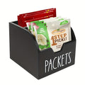 Wood Spice Packet Organizer with Dividers, Rustic Farmhouse Seasoning Storage Box for Kitchen Countertops and Cabinets in Black White or Brown