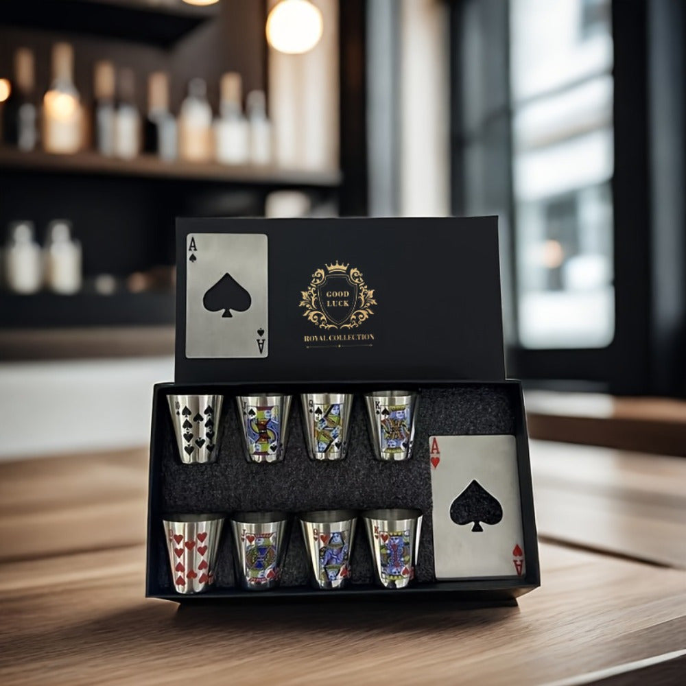 1 Box of Stainless Steel Cup Set, 8 Stainless Steel Cups And 2 Bottle Openers, Yes, Good Luck in The Year, Suitable for Family, Outdoor, Party, The Perfect Gift for Family And Friends