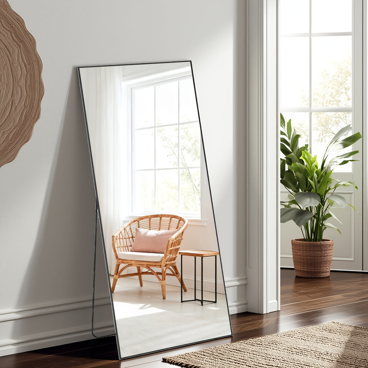 Standing Full Length Mirror with Stand and Hanging Hardware (Arched/Rectangular, Multiple Sizes) | Steel Alloy Frame & Shatter-Proof Glass for Bedroom, Living Room, Hallway, Cloakroom, Modern Home Decor