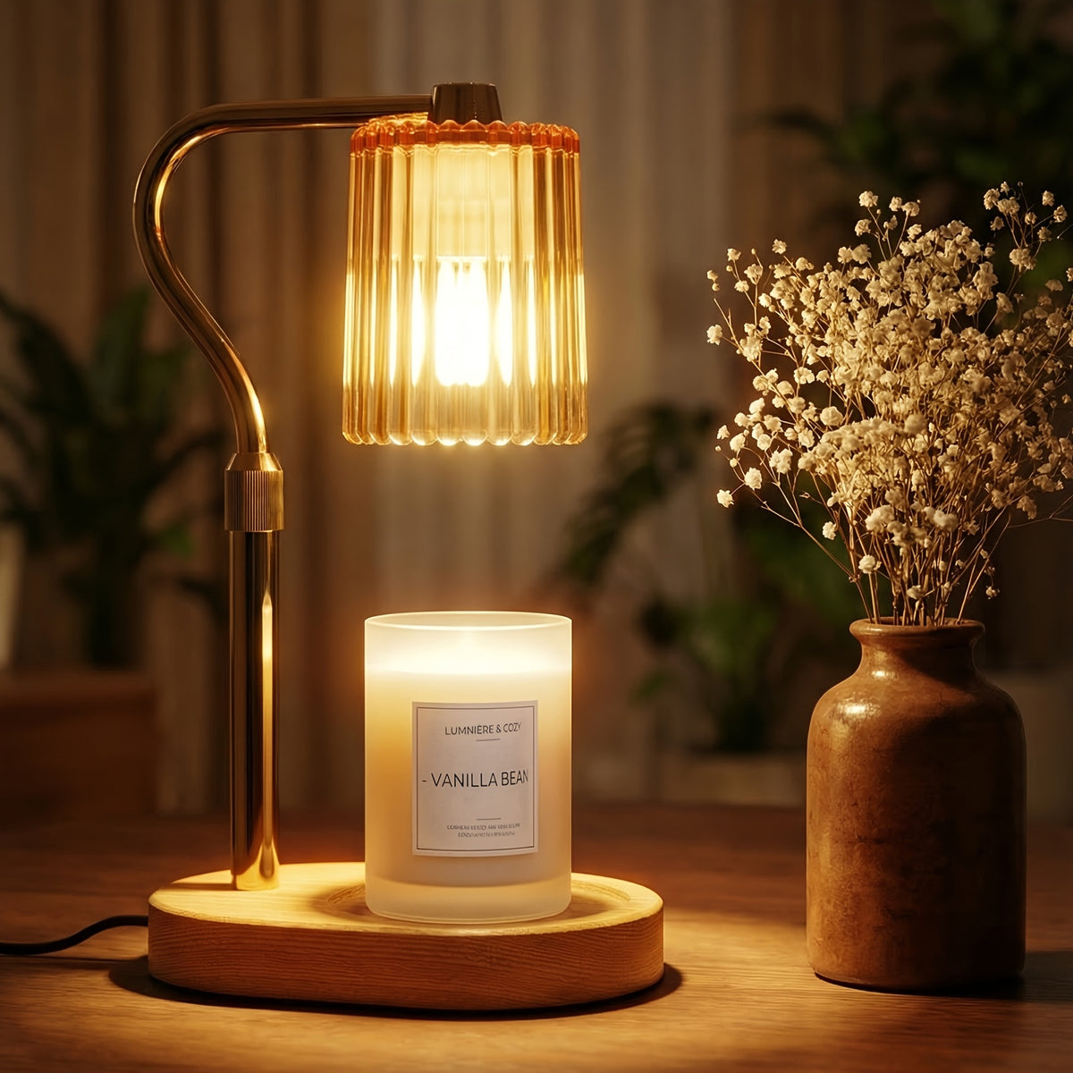 Crystal Lampshade Candle Warmer, Candle Melting Lamp, Lamp with Timer, Height Adjustable, Light Adjustable Heater for Canned Candles, Perfect Birthday Gift for Women, Mother's Day Gift, Suitable for Bedrooms, Living Rooms.No Bulbs Included.