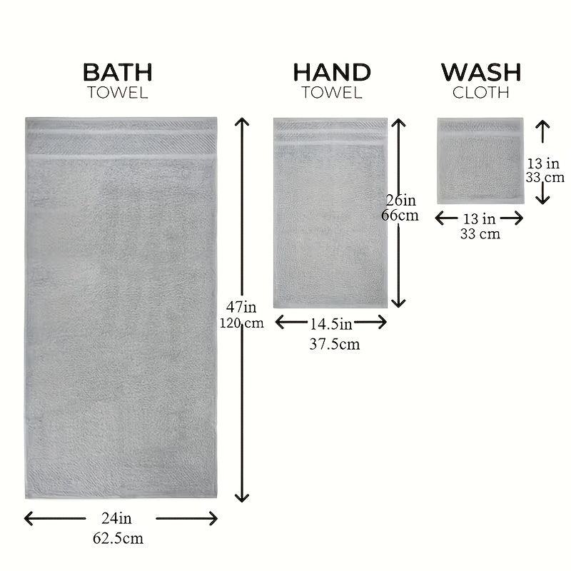 12/24pcs Bath Cloths Set, Hotel Quality Thick Bath Cloths | Highly Absorbent & Quick-Dry | 4/8 Bath Cloths & 2/4 Hand & 6/12 Washcloths, Cotton for Hotel Spa Gym & Home Bathroom Essentials