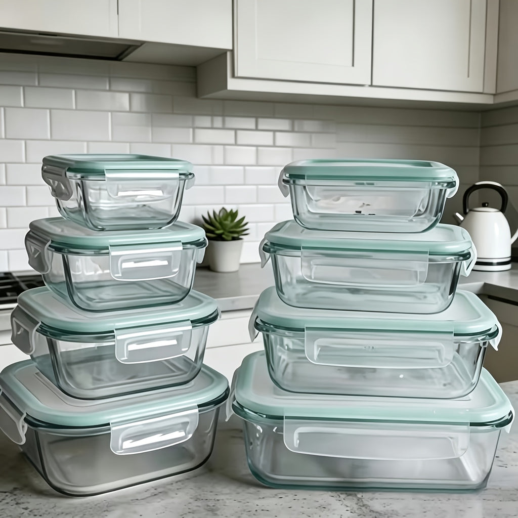 8pcs Glass Food Storage Containers, Ideal for Meal Prep And Kitchen Storage in The Pantry; Leak-Proof, Airtight Glass Lunch Boxes, Suitable for Refrigerators And Dishwashers, Perfect for Lunches at Work