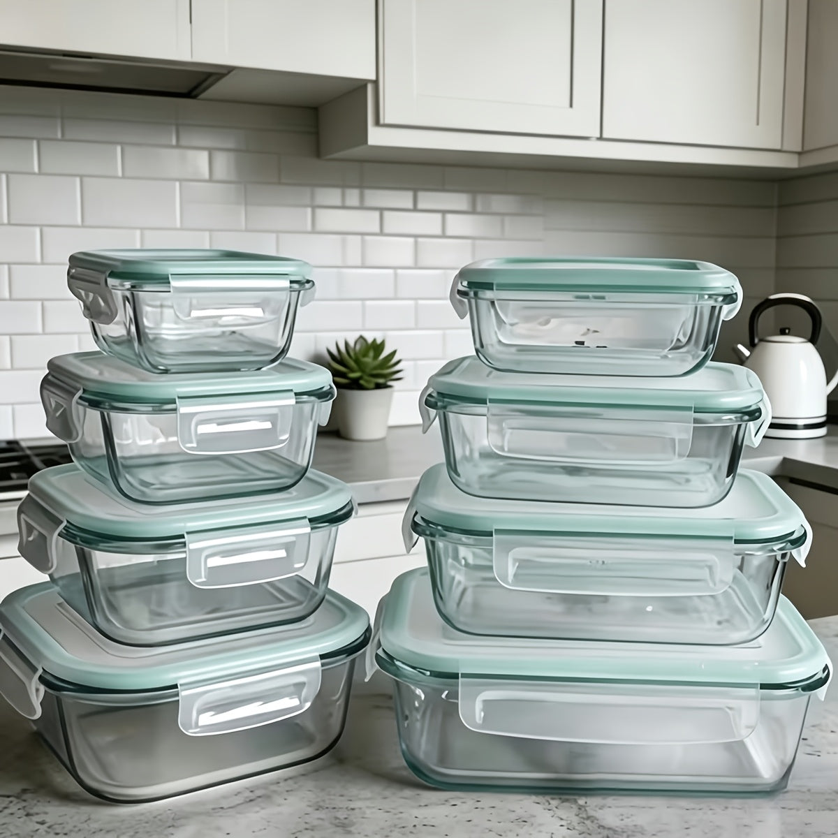 8pcs Glass Food Storage Containers, Ideal for Meal Prep And Kitchen Storage in The Pantry; Leak-Proof, Airtight Glass Lunch Boxes, Suitable for Refrigerators And Dishwashers, Perfect for Lunches at Work