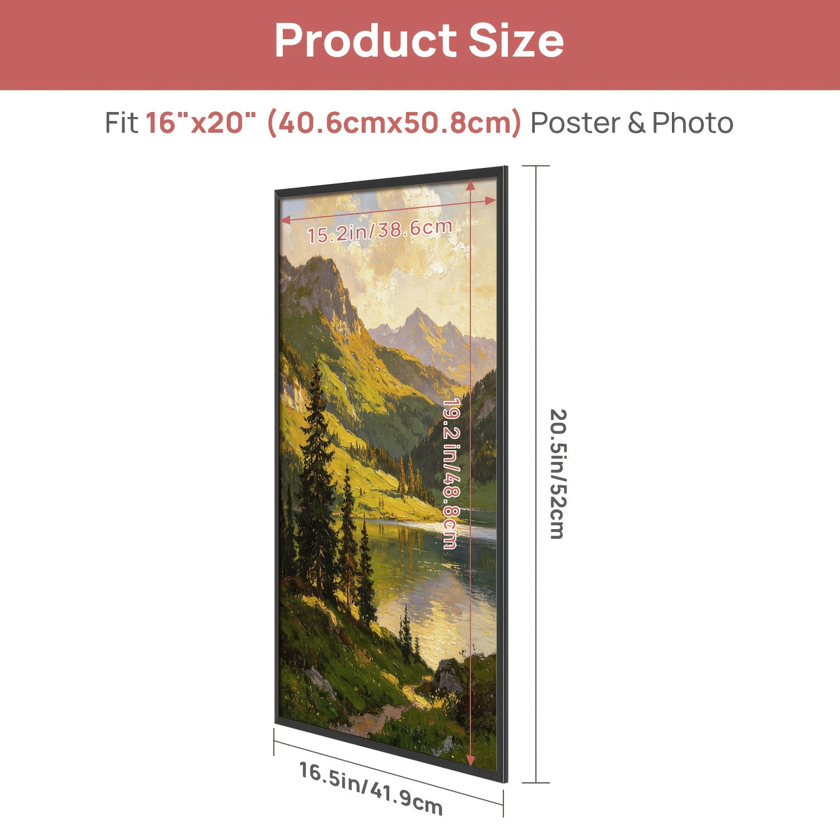 16x20 Picture Frame Black 3 Pack, Scratch-Proof Poster Frames for Photo Gallery - Slide-In Strips, Horizontal Or Vertical Wall Mounting, Suitable for Photos, Posters, Mother's Day Gift