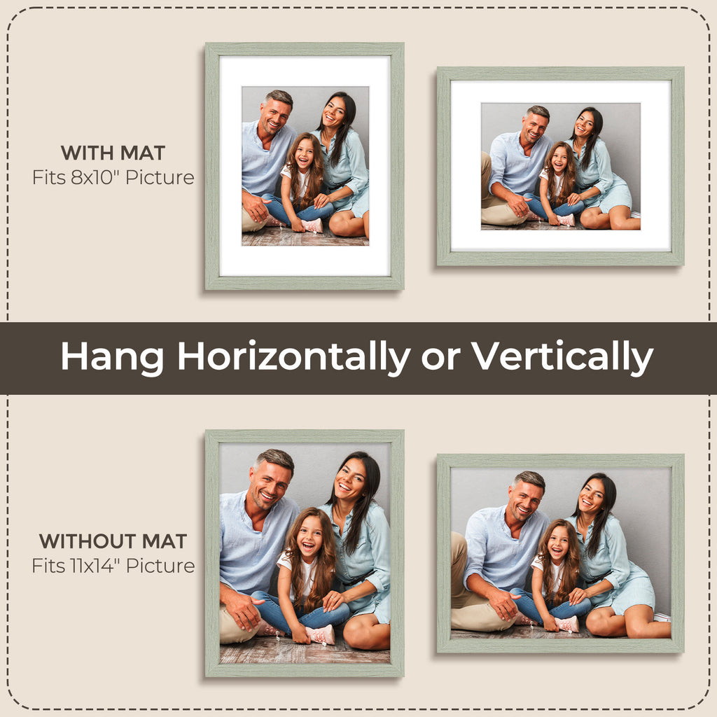 6 Packs 6x8/8x10/9x12/11x14/16x20 Picture Frames Set, Engineered Wood Gallery Wall Frame Set with Plexiglass - Wall Mounting or Tabletop Display