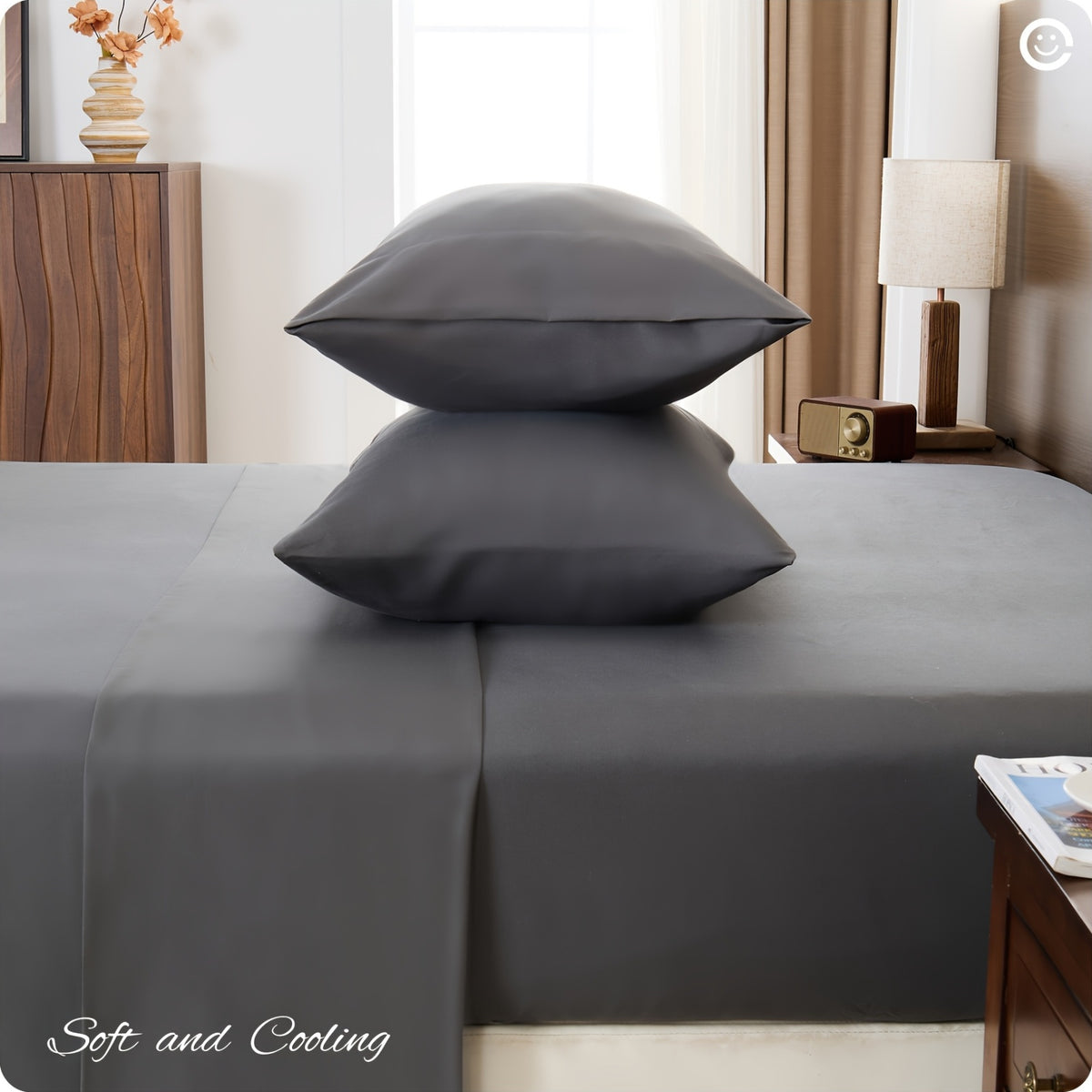 4-Piece Luxury Cooling Sheet Set - Breathable And Cooling Sheets - Hotel Luxury Sheet Set - Easy to Install And Secure - Soft, Wrinkle-Resistant Comfortable Sheets - Extra Deep Pocket Sheet Set - 4-Piece Set, Color Random