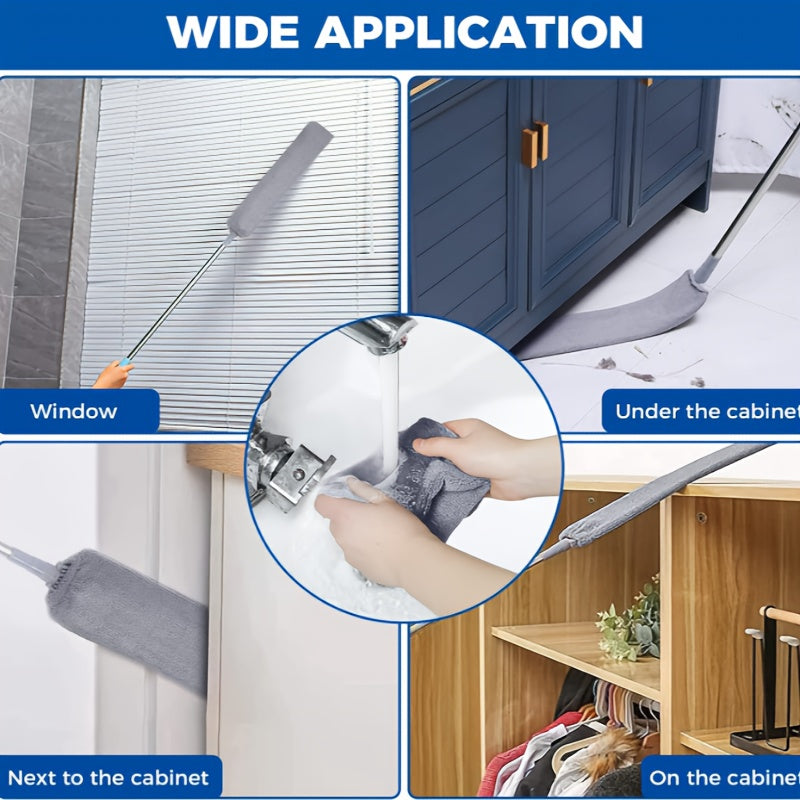 9/12pcs Microfiber Duster Kit for High Ceiling, Extendable Dusters for Cleaning with 100" Extension Pole, Washable and Retractable Long Feather Duster for Home Car Furniture Cobweb, Blinds, House Cleaning Tool Kit