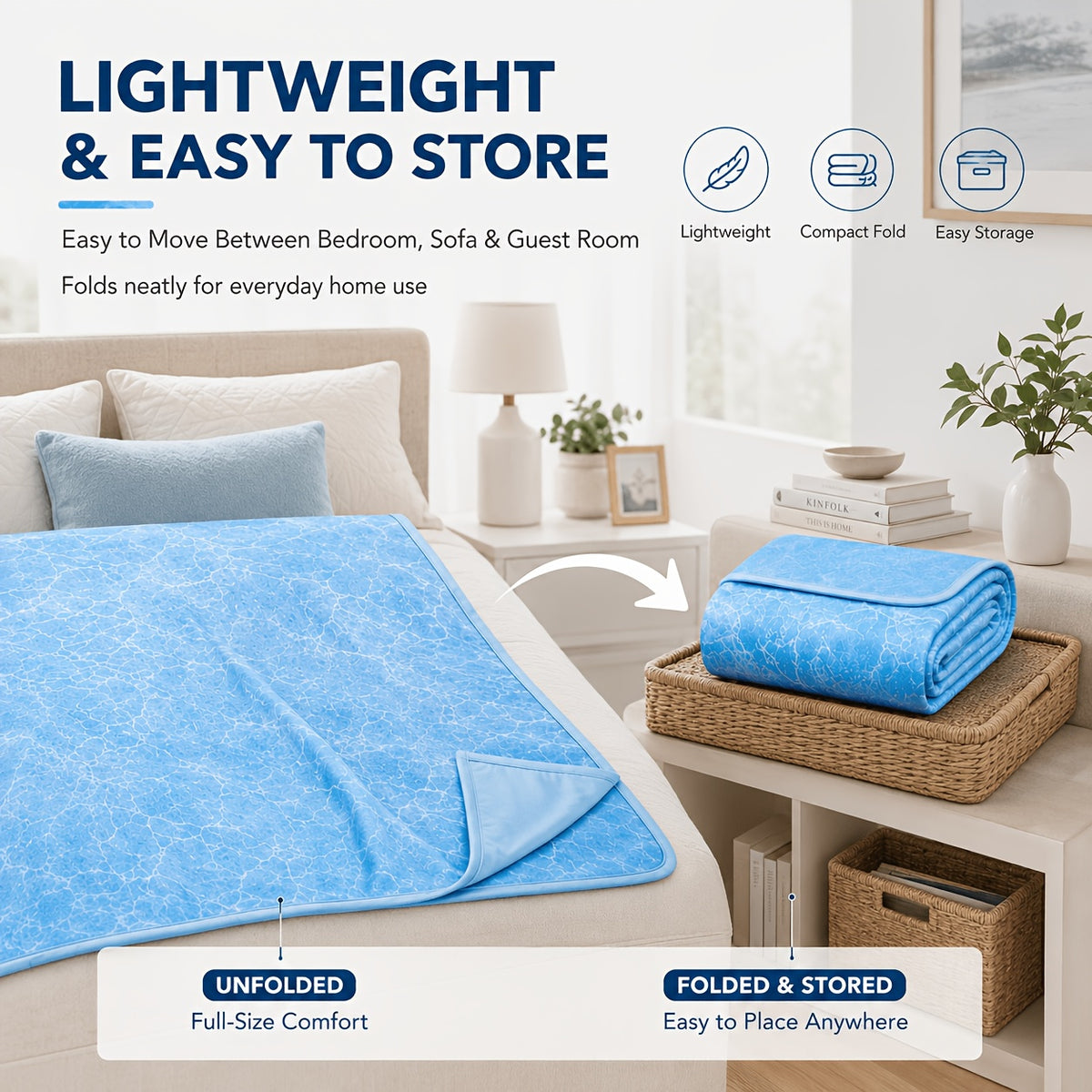 Cooling Blanket for Hot Sleepers, Lightweight Breathable Summer Blanket, Soft Cool-Touch Fabric, Machine Washable Bed & Sofa Blanket for Bedroom, Guest Room, Home Office, Travel And Everyday Indoor Use
