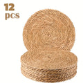 Round Woven Placemats Set of 12, 11.8-Inch Natural Fiber Table Mats with Rustic Boho Style for Dining Rooms, Weddings and Holiday Gatherings