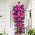 Morning Glory Faux Flower Bundles, 4-Piece Artificial Hanging Floral Decor for Front Porch Planters, Window Boxes, Garden Displays and Home Styling