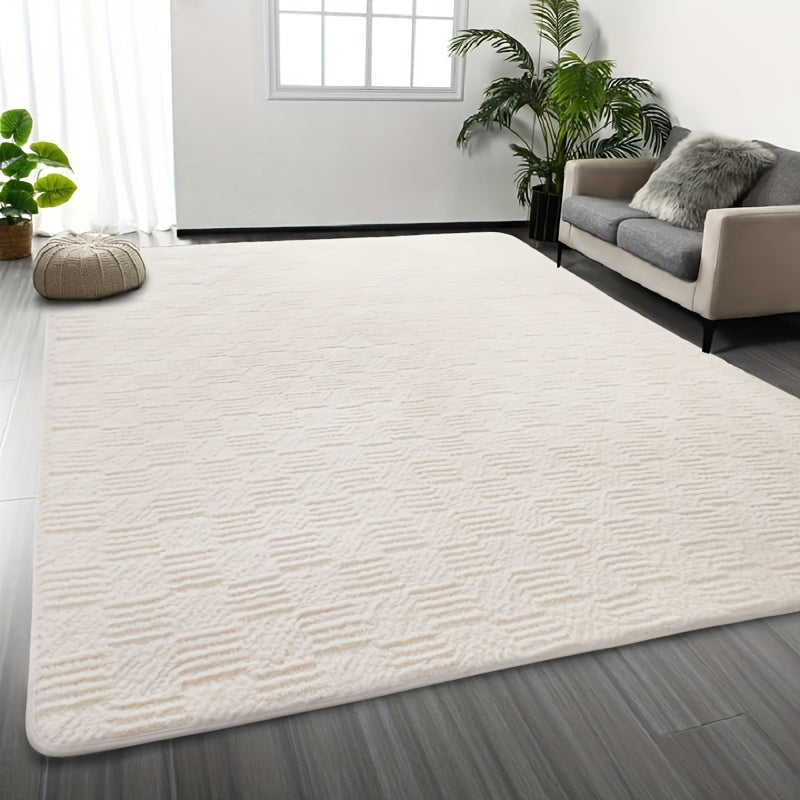 1pc Luxurious Rectangular Shaggy Plush Carpet Rug - Soft, Fluffy, Tie-dyed, Solid, Dark-colored, Non-slip, Machine Washable - Perfect for Living Room Sofa, bed Room, Home High-end Decorative, Easy to Clean, Long-lasting, and Versatile