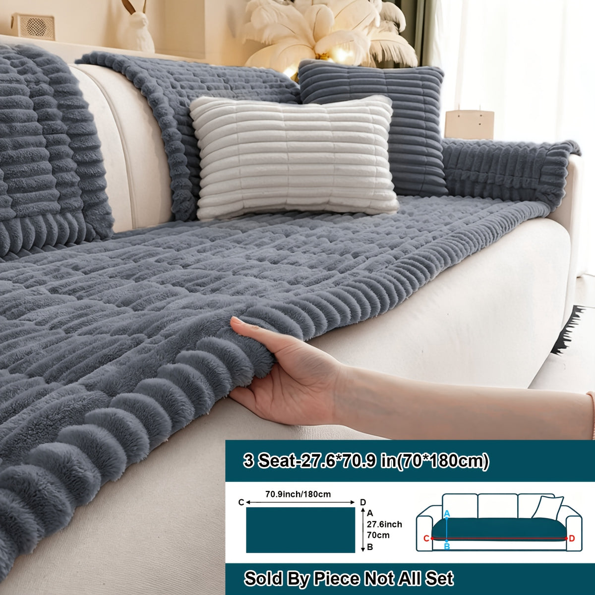 1pc Soft Quilted Thick Sofa Cushion, Bohemian Style Removable Machine Washable Sofa Protector, All Season Pet Friendly 1/2/3/4 Seater Split Sofa Cover, Suitable for Living Room Bedroom, Living Room Office Furniture Protective Covers