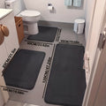Sponge Bath Mat Set of 3 with Long Runner and U-Shaped Toilet Rug, Soft Absorbent Non-Slip Bathroom Floor Mats in Five Color Options