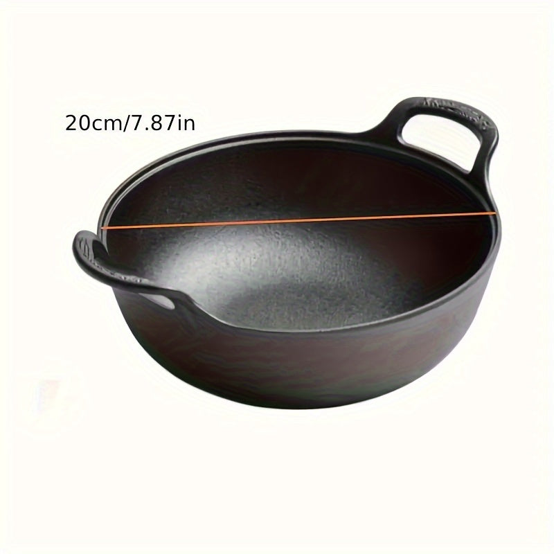 1/2pcs 20cm/7.87in Heavy-Duty Cast Iron Skillet with 2 Handles, Non-Stick, And Without Lid, Even Heat Distribution, Durable, for Home, Restaurant, Outdoor BBQ, Camping, Oven & Stovetop Use, Grilling Steaks & Baking, Versatile, Bbq Essentials