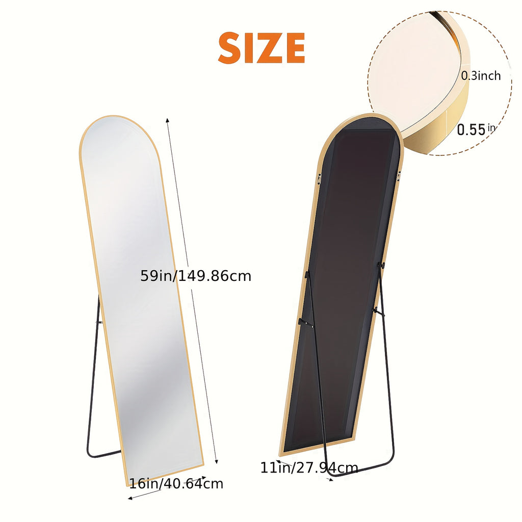 Arched Full Length Mirror, Full Body Free Standing Leaning Mirror Hanging Mounted Mirror Modern Simple Tall Home Decor for Living Room Bedroom Cloakroom
