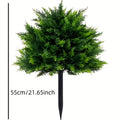 Artificial Cedar Shrubs with Ground Stakes, 3-Piece UV-Resistant Faux Evergreen Bush Set for Outdoor Porch, Patio, Garden and Indoor Holiday Decor