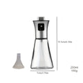 Cooking Oil Sprayer Bottle with Glass Reservoir and Stainless Steel Top, Silver Press-Action Olive Oil Dispenser for Kitchen Meal Prep and Barbecue