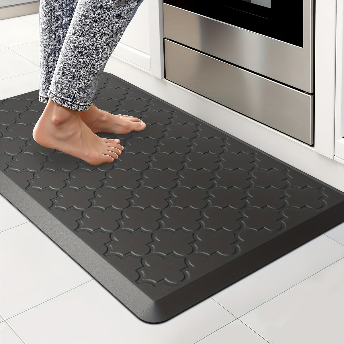 Kitchen Mat- Anti Fatigue Mats for Kitchen Floor- Non Slip Cushioned Rugs for Standing, Kitchen, Floor, Office, Sink, Laundry Room, Black