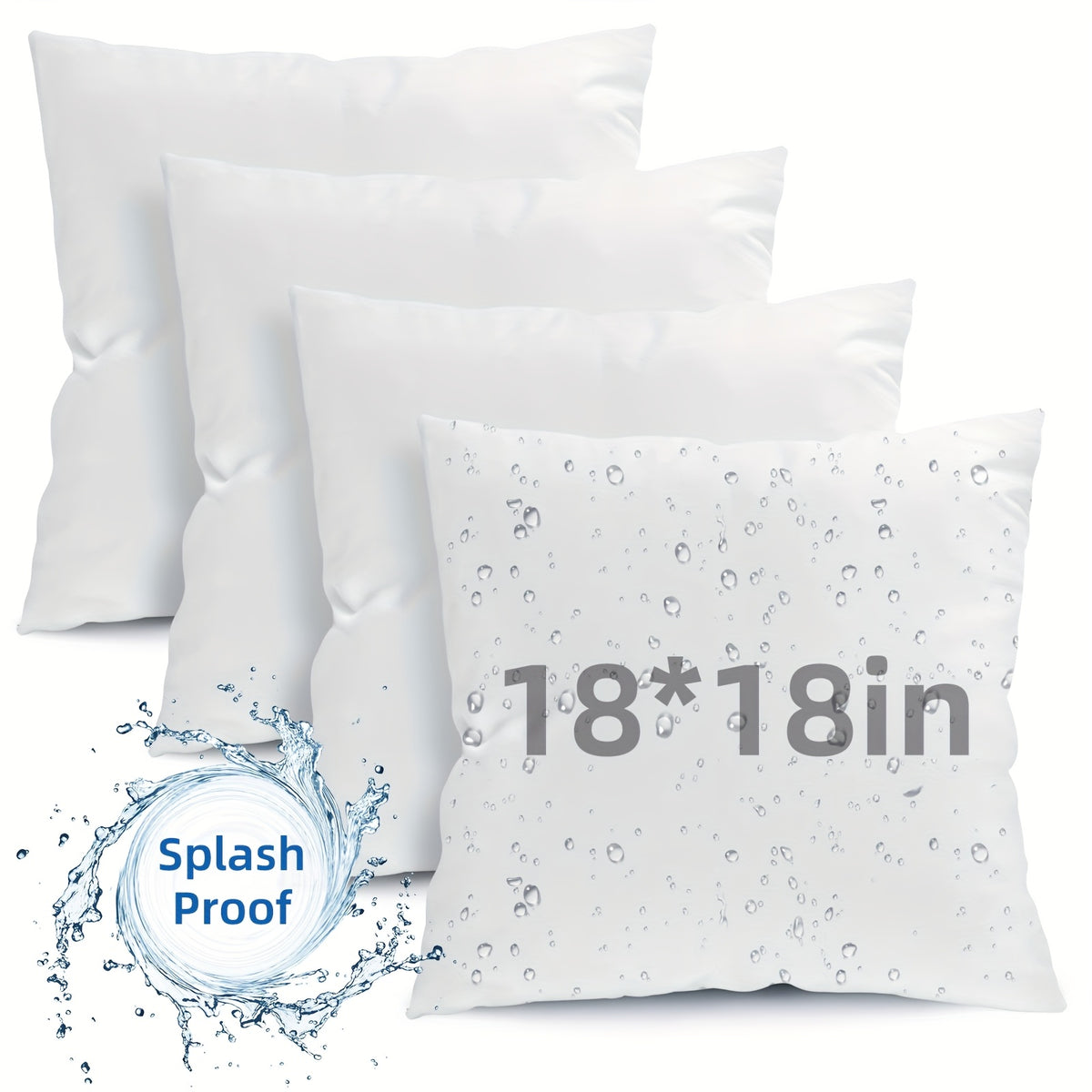 4-Pack/6-Pack 12x20/18x18/20x20 Inch Outdoor High Quality Pillow Inserts, Soft Fluffy Throw Pillows, High-Capacity Microfiber Filled Pillow Cores, Multiple Sizes for Sofa Pillows, Decorative Square Throw Pillows, Suitable for Sofas, Beds
