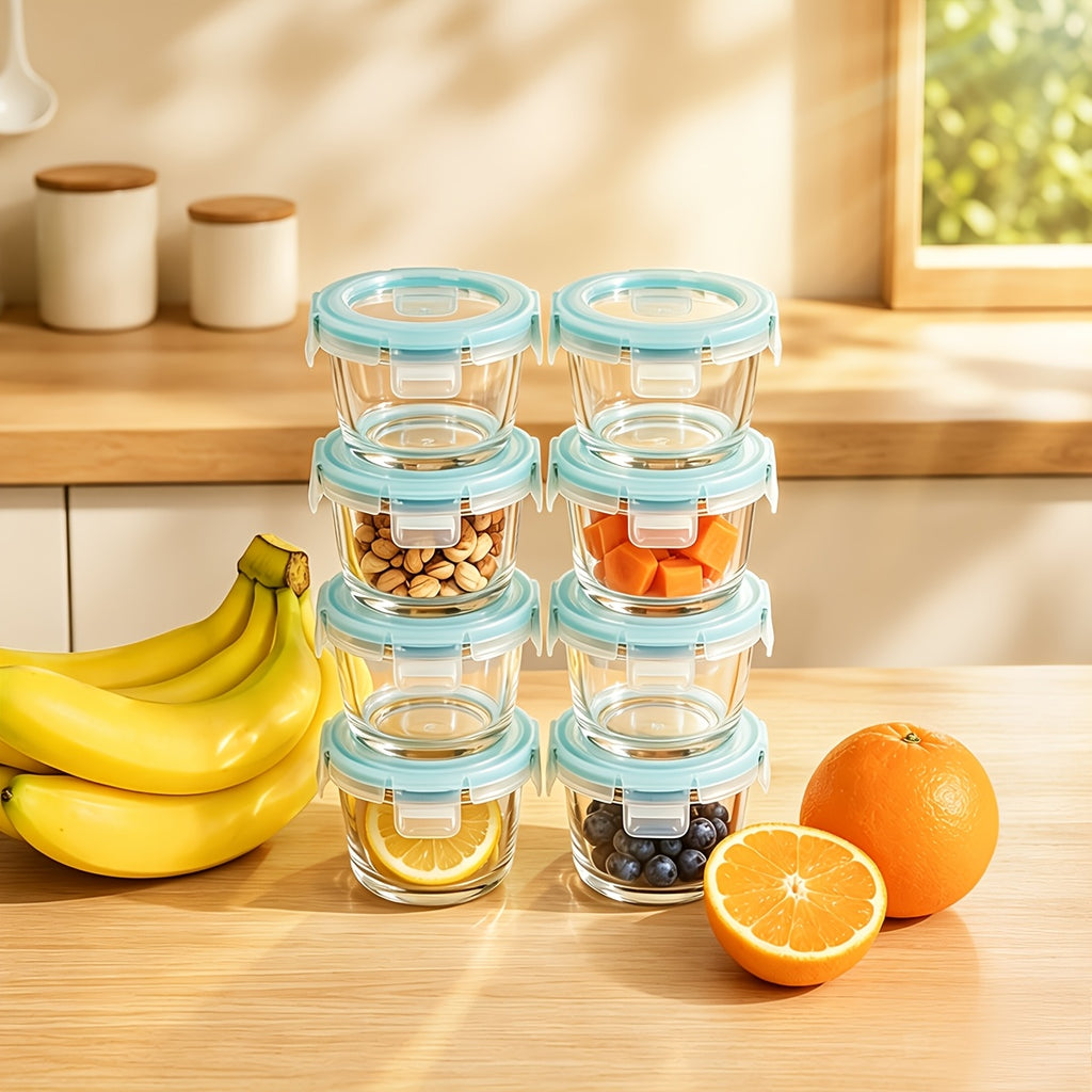 16pcs (8 Lids And 8 Containers) Sealed Glass Food Storage Containers, Lunch Boxes, Microwave Ovens, Ovens - Perfect for Salads, Fruits, Vegetables, And Sandwiches, Lunch Boxes | Sealed Storage | Durable Glass, Food Storage Containers