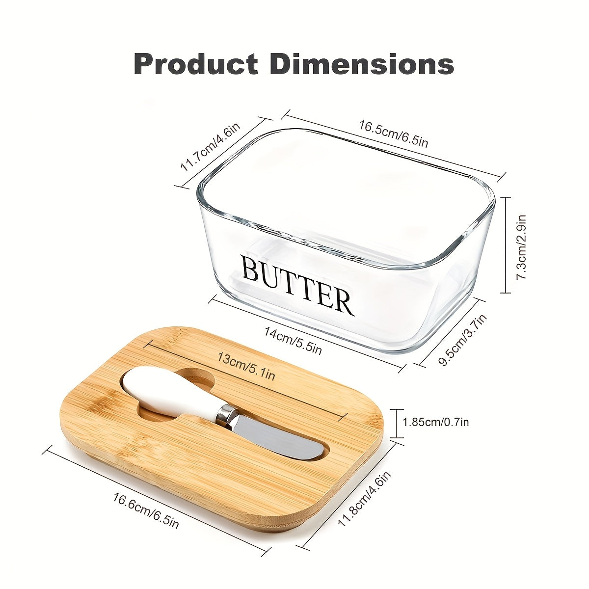 Large Glass Butter Dish with Lid Upgraded The Capacity to Holds 1lb of Butter Butter Keeper with Knife for Countertop and High-quality Seal Kitchen Decor and Gifts for Countertop and Refrigerator Door Shelf