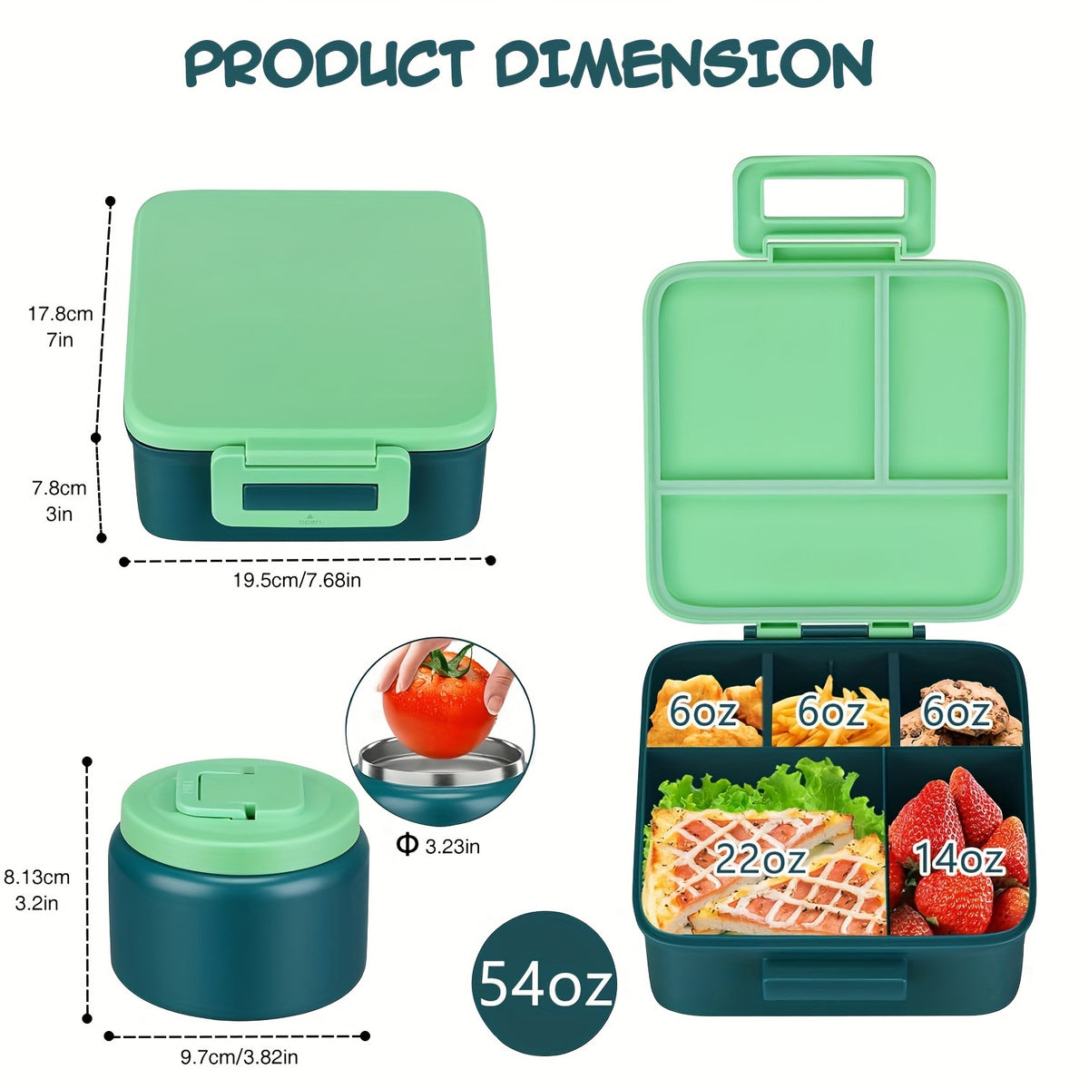Insulated Lunch Jar Set, 8 oz Stainless Steel Food Jar with Cooling Container in Purple or Green for Back-to-School Meals and Packed Lunches