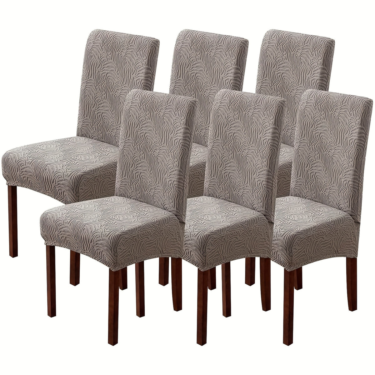 4/6pcs Chair Covers for Dining Room, Stretch Jacquard Dining Chair Slipcovers Removable Washable Chair Protector for Kitchen, Hotel, Restaurant