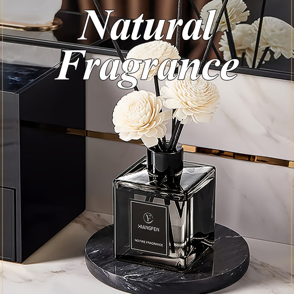 No Fire Fragrance - 1.69oz Elegant Black Glass Diffuser with White Roses, Air Freshener for Home Decor, Bedroom, Bathroom, And Office, Ideal Christmas Gift, Office Fragrance | Elegant Diffuser | Durable Scent, Bathroom Decor, Reed Diffuser Oils